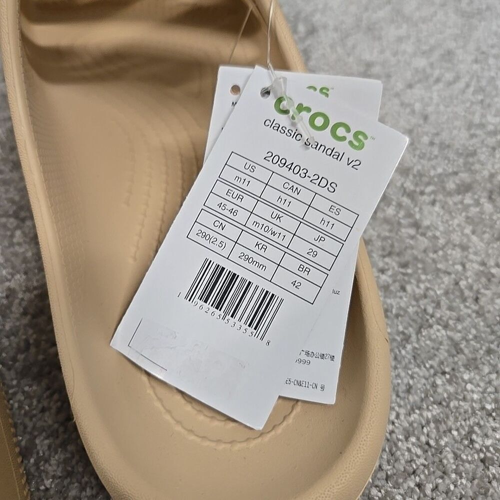 Crocs‎ Classic Slide Sandal V2 Beige Tan Men’s Size 11 NWT - Picture 7 of 7